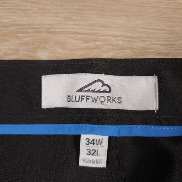 Bluffworks Chino Pants Mens 34x32(31) Gray Original Regular Fit Travel Work - Picture 4 of 16